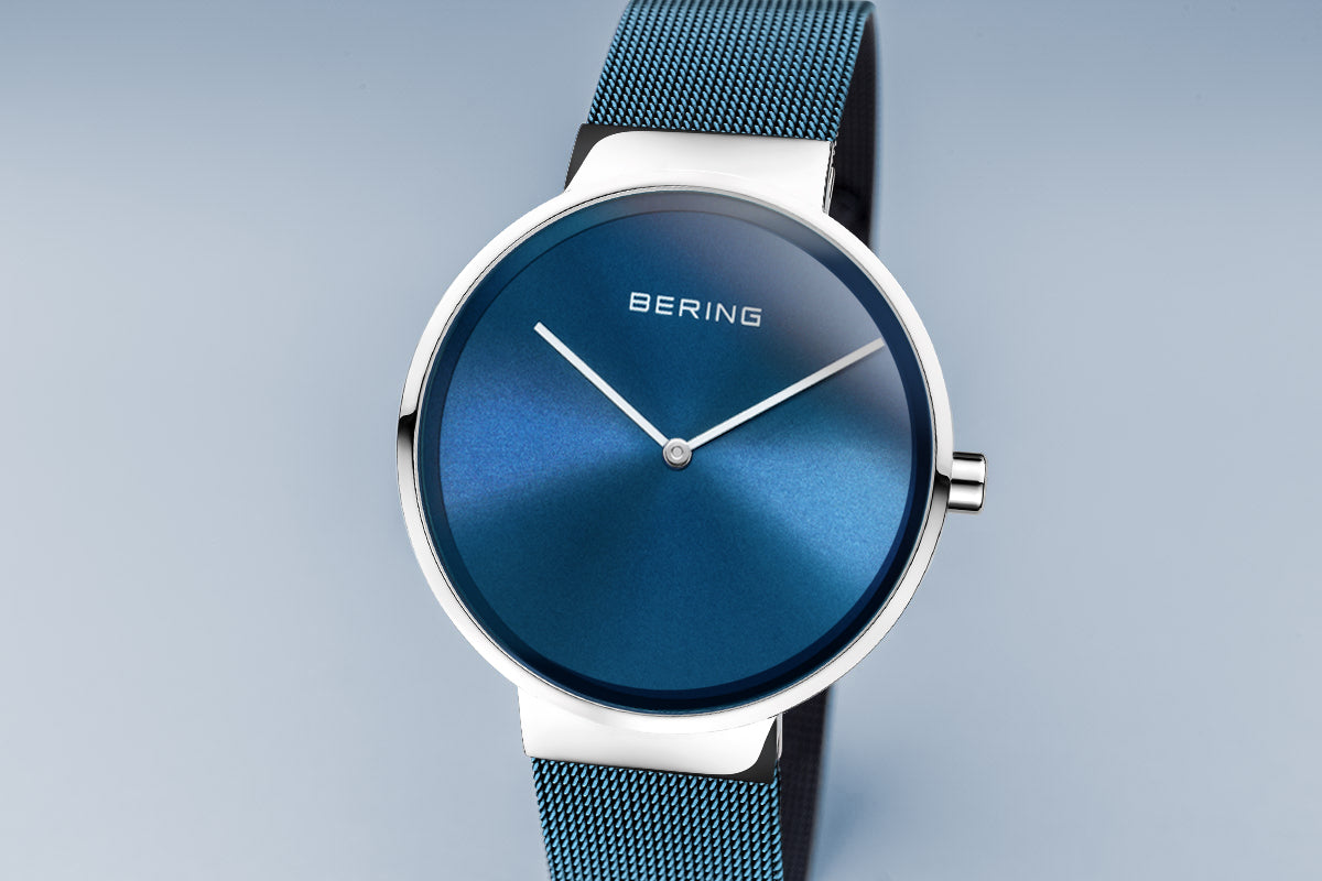 Bering Classic Polished Silver Ice Blue Watch-PEROZ Accessories