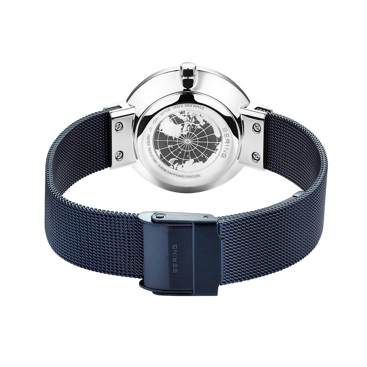 Bering Ladies Brushed Silver Solar Blue Watch-PEROZ Accessories