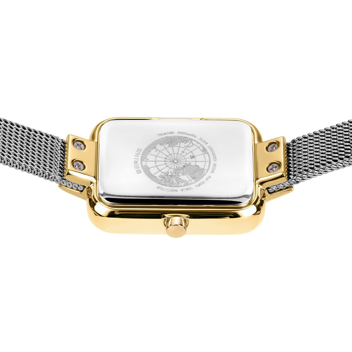 Bering Petite Square 35mm Silver Gold Milanese Strap Watch-PEROZ Accessories