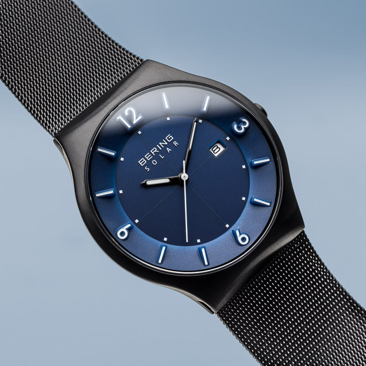 Bering Solar Brushed Black Mesh Watch-PEROZ Accessories