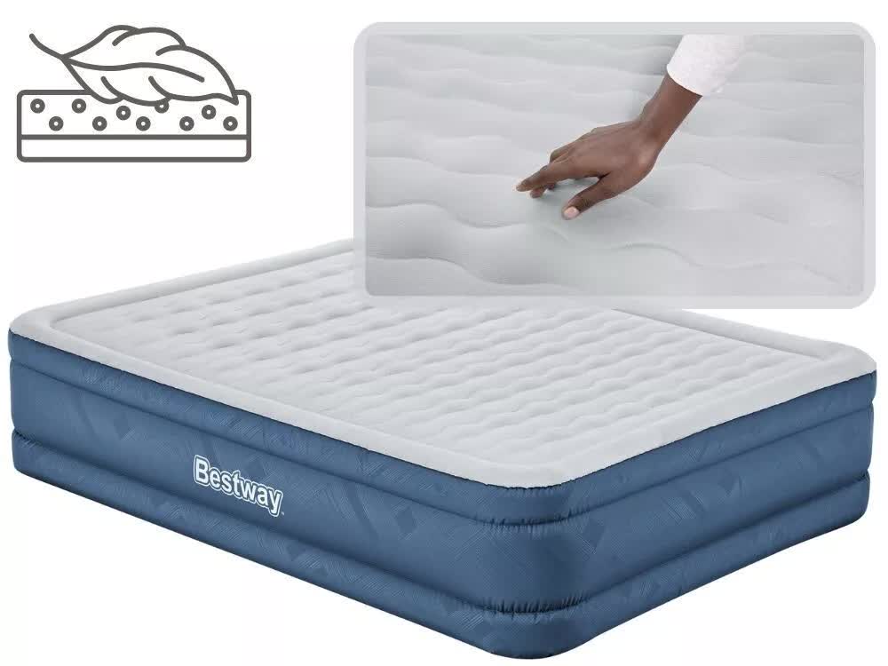 Bestway 2.03m x 1.52m x 46cm Fortech Snugable Top Air Inflatable Mattress Queen Built-in AC Pump-Outdoor Recreation > Camping > Inflatable Mattresses-PEROZ Accessories