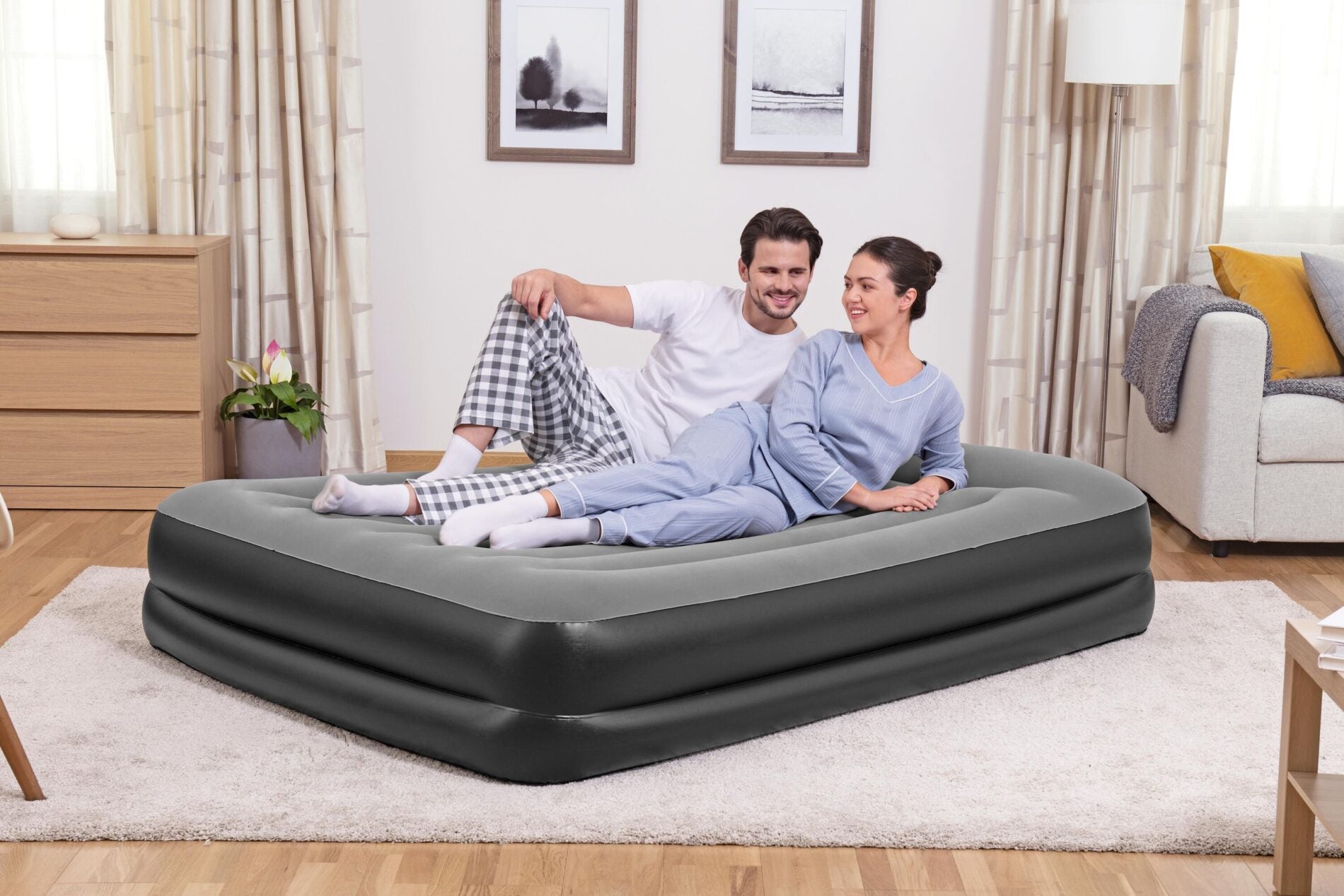 Bestway 2.03m x 1.52m x 46cm Tritech Air Mattress Queen Built-in AC pump-Outdoor Recreation > Camping > Inflatable Mattresses-PEROZ Accessories
