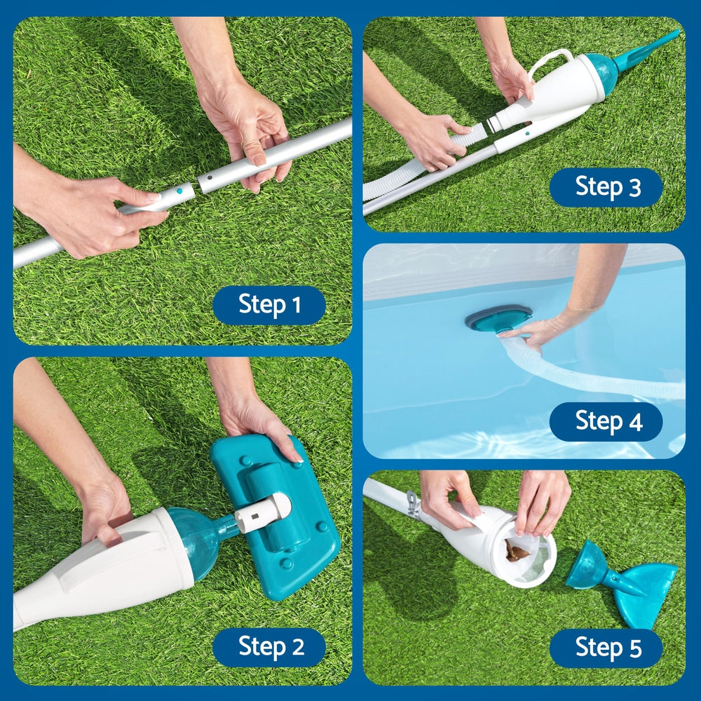 Bestway Pool Cleaner 2 Cleaning Heads Vacuum 6m Hose 1.9m Aluminium Pole-Home & Garden > Pool & Accessories > Pool Covers & Accessories-PEROZ Accessories