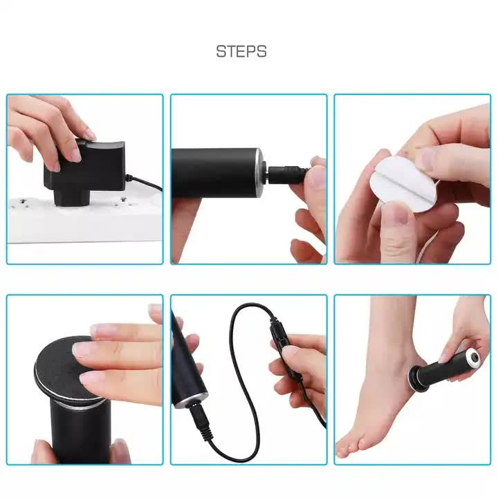 Black Electric Foot Callus Remover - Portable Pedicure Tool for Smooth Feet-Foot Care-PEROZ Accessories
