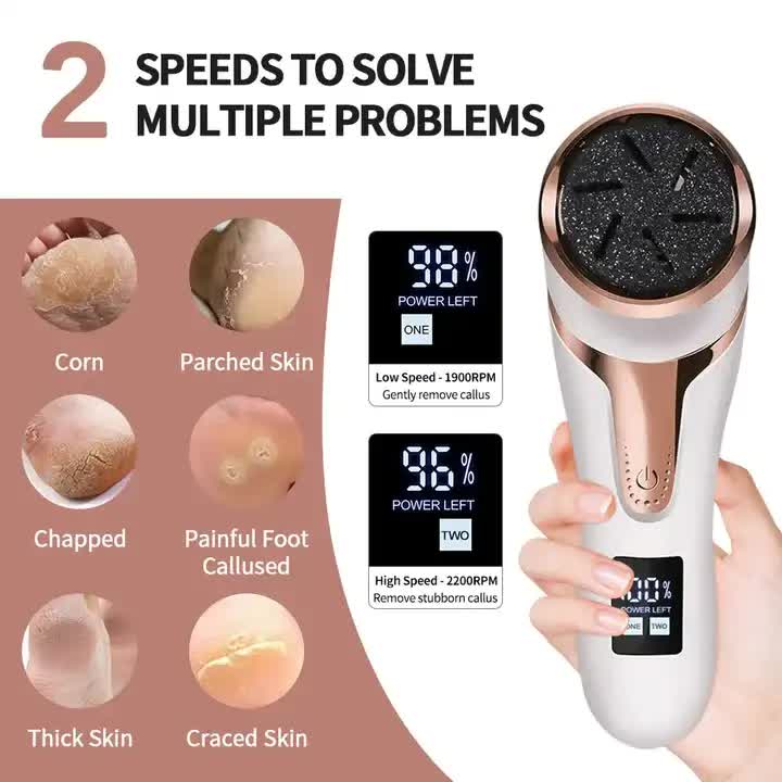 Black Electric Foot Callus Remover - Rechargeable Waterproof Pedicure Tool with Automatic Dead Skin Removal-Foot Care-PEROZ Accessories