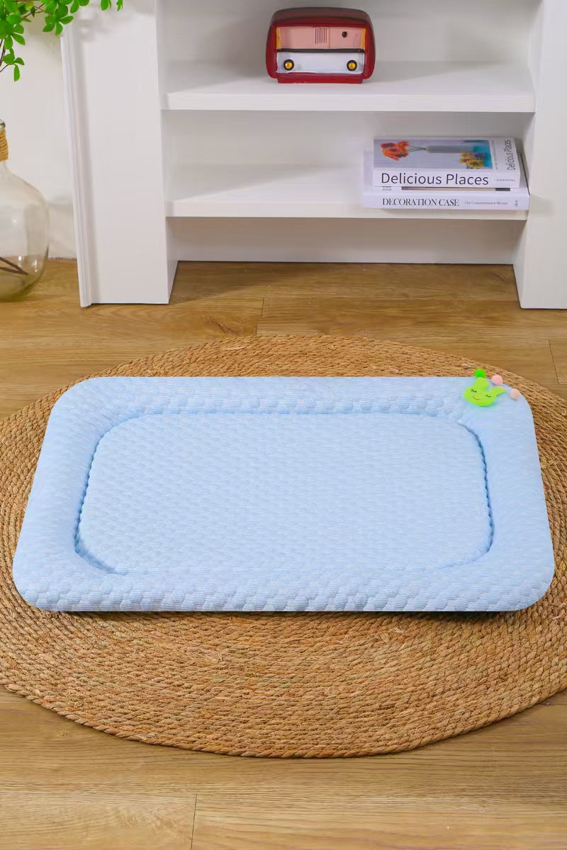 Blue Breathable Cooling Pet Mat - Ice Bean Summer Bed for Small Dogs (L : 50x65cm)-Pet Care > Dog Supplies > Dog Beds-PEROZ Accessories