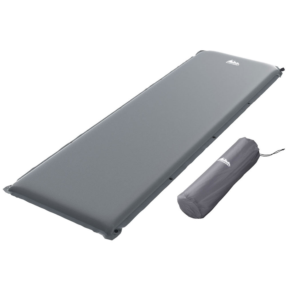Weisshorn Self Inflating Mattress Camping Sleeping Mat Air Bed Pad Single Grey-Mattresses-PEROZ Accessories