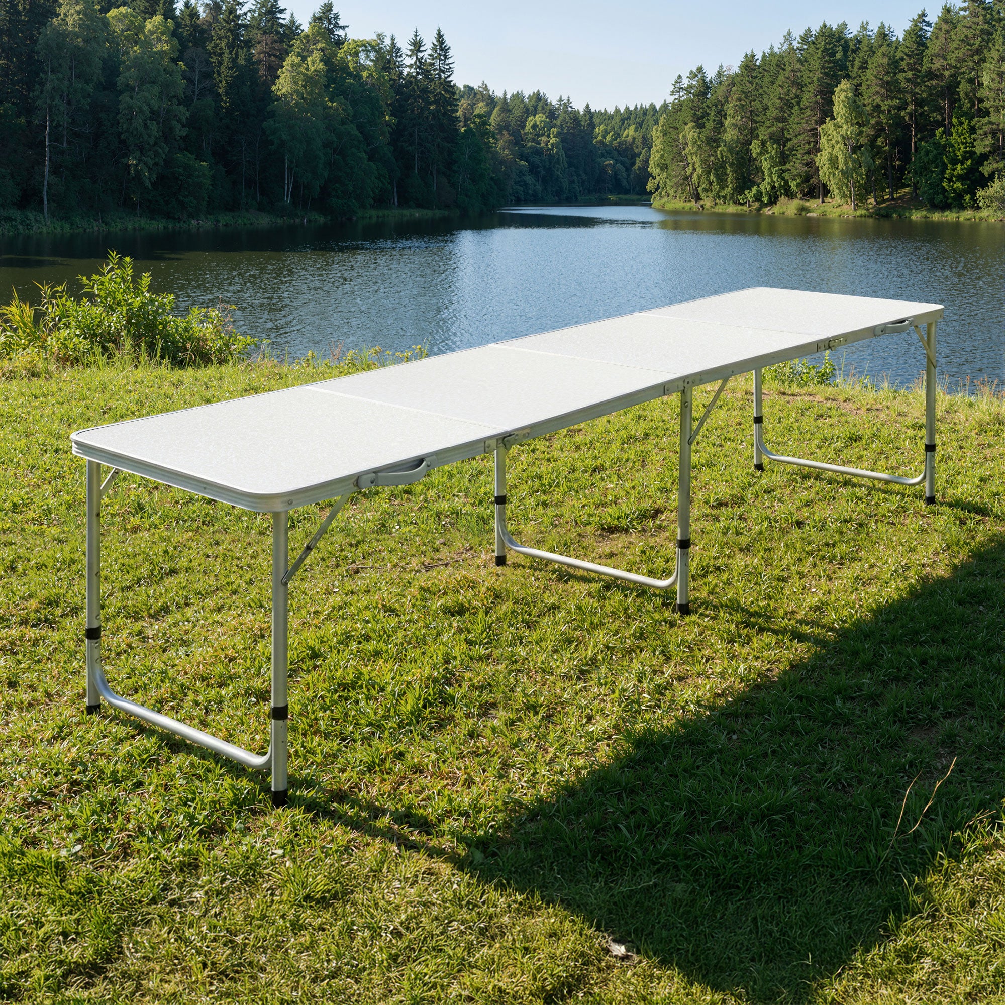Weisshorn Folding Camping Table 240CM Portable Outdoor Picnic BBQ Aluminium Desk