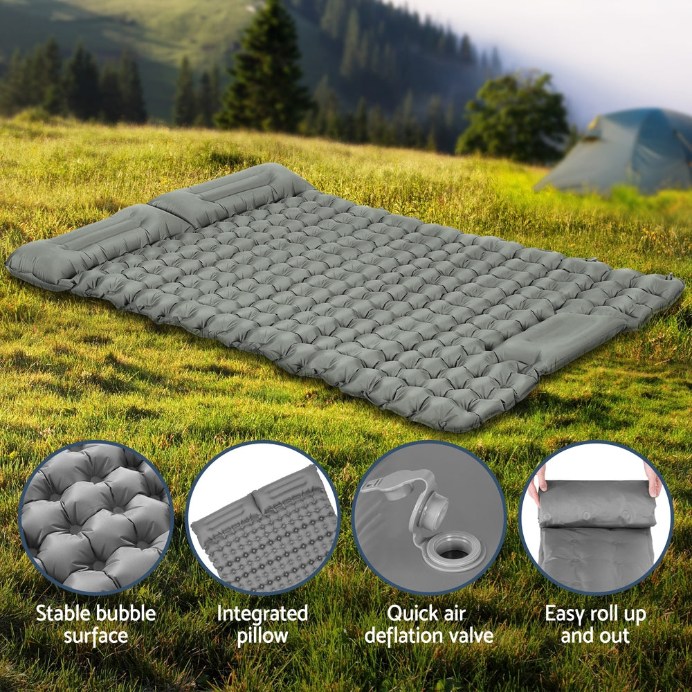 Weisshorn Self Inflating Mattress Camping Sleeping Mat Air Bed Double Pillow Bag-Outdoor Recreation > Camping > Inflatable Mattresses-PEROZ Accessories