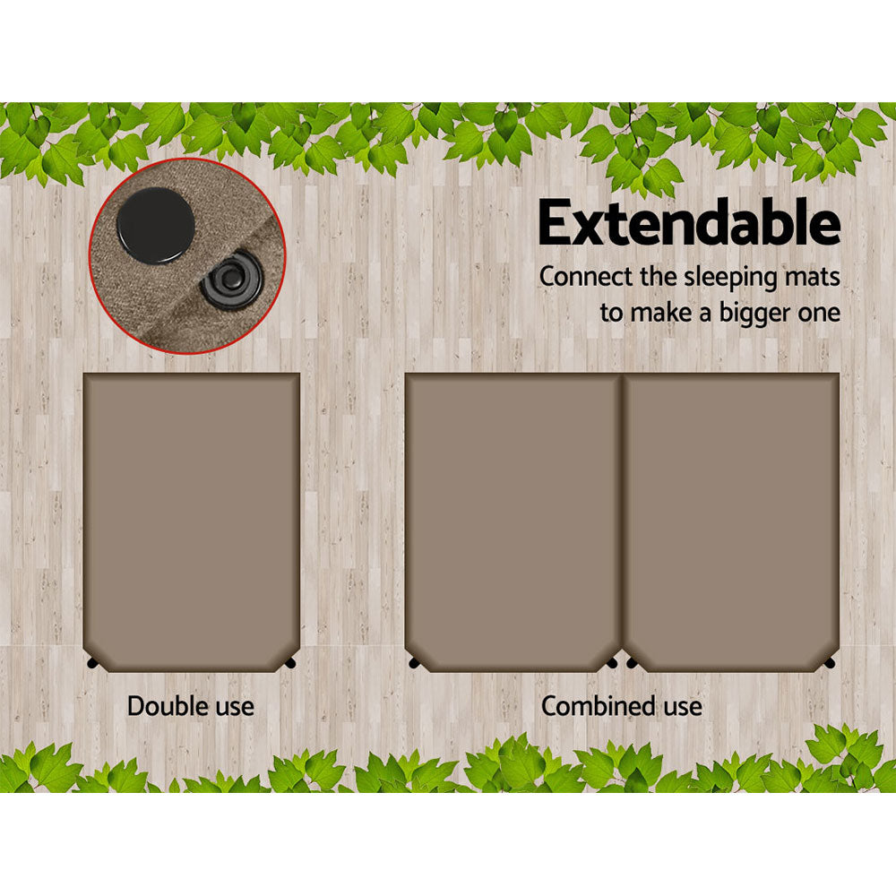 Weisshorn Self Inflating Mattress 10CM Camping Sleeping Mat Air Double Coffee-Outdoor > Camping-PEROZ Accessories