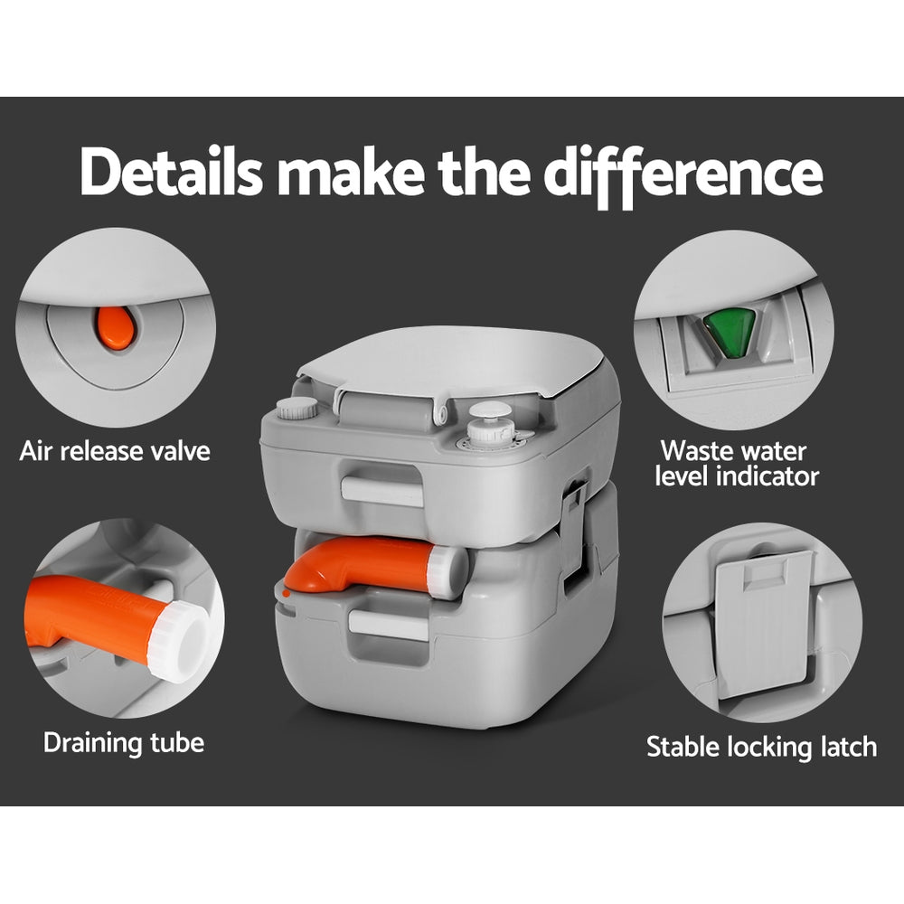 Weisshorn 22L Portable Camping Toilet Outdoor Flush Potty Boating-Outdoor Recreation > Camping > Portable Toilets & Showers-PEROZ Accessories