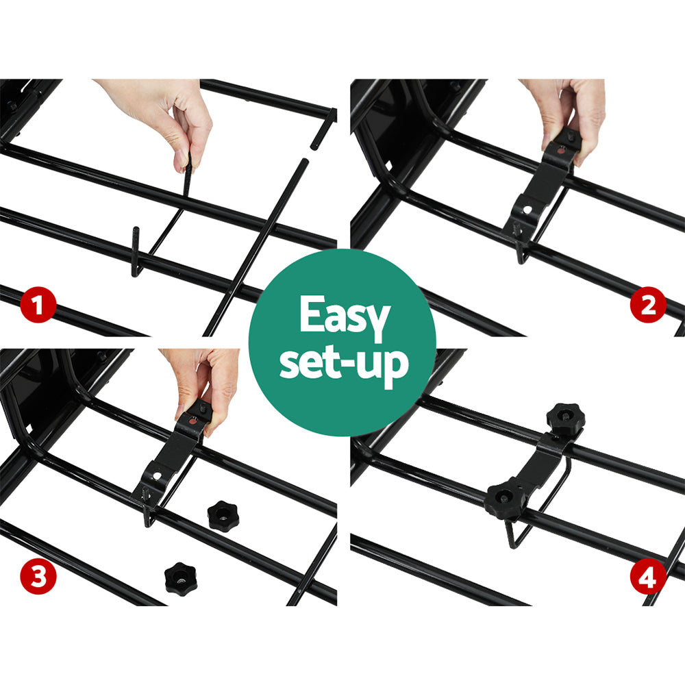 Giantz Universal Car Roof Rack Basket Luggage Vehicle Cargo Carrier 111cm Black-Auto Accessories > Auto Accessories Others > Cross Bar-PEROZ Accessories