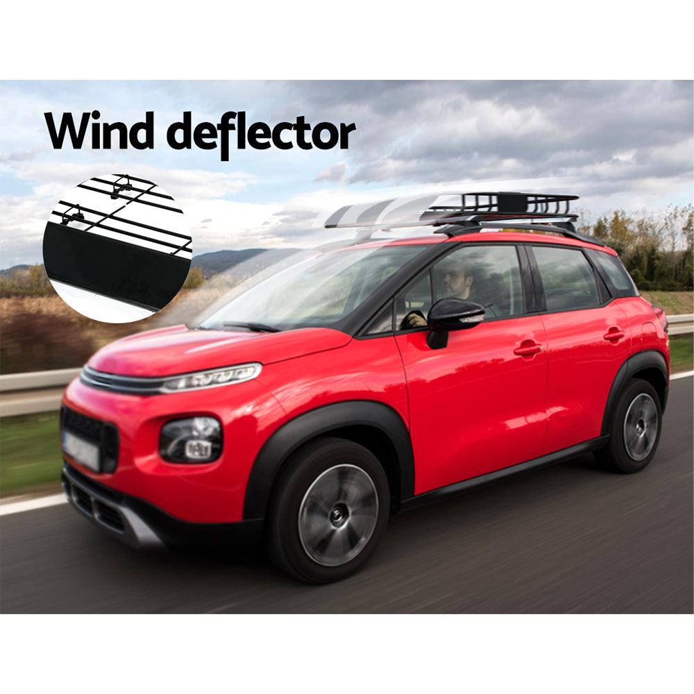 Giantz Universal Car Roof Rack Basket Luggage Vehicle Cargo Carrier 111cm Black-Auto Accessories > Auto Accessories Others > Cross Bar-PEROZ Accessories