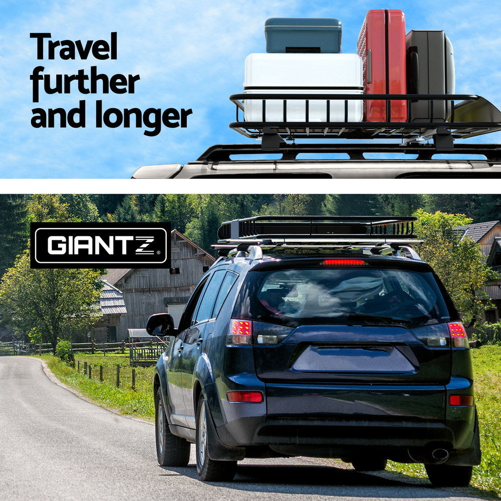 Giantz Universal Car Roof Rack Basket Luggage Vehicle Cargo Carrier 111cm Black-Auto Accessories > Auto Accessories Others > Cross Bar-PEROZ Accessories