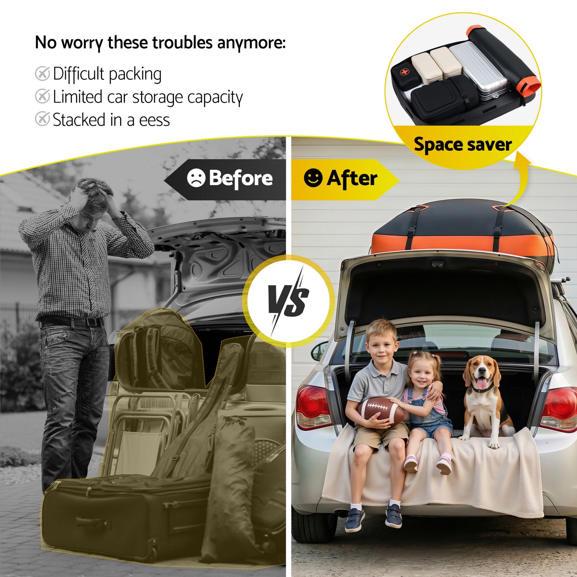 Giantz Roof Top Cargo Bag Waterproof Car Luggage Carrier 15 Cubic Ft Universal-Auto Accessories > Auto Accessories Others > Cross Bar-PEROZ Accessories
