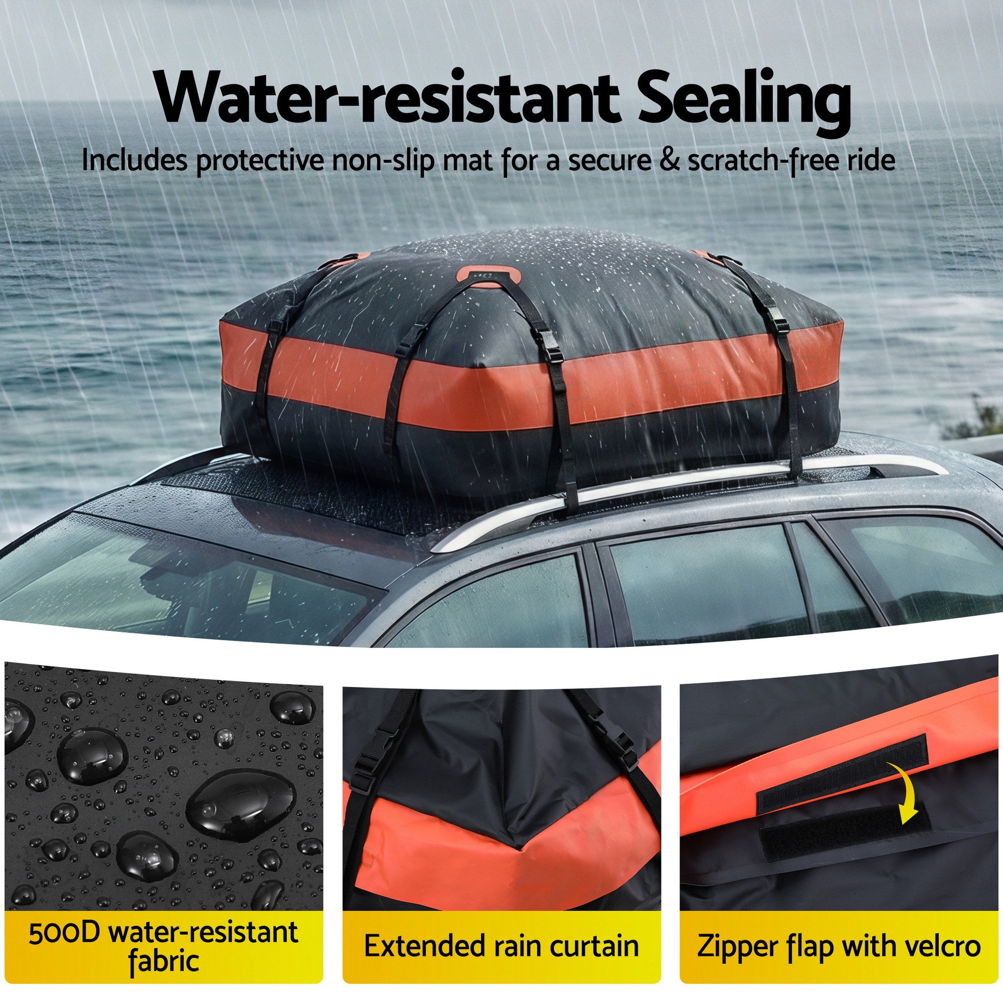 Giantz Roof Top Cargo Bag Waterproof Car Luggage Carrier 15 Cubic Ft Universal-Auto Accessories > Auto Accessories Others > Cross Bar-PEROZ Accessories