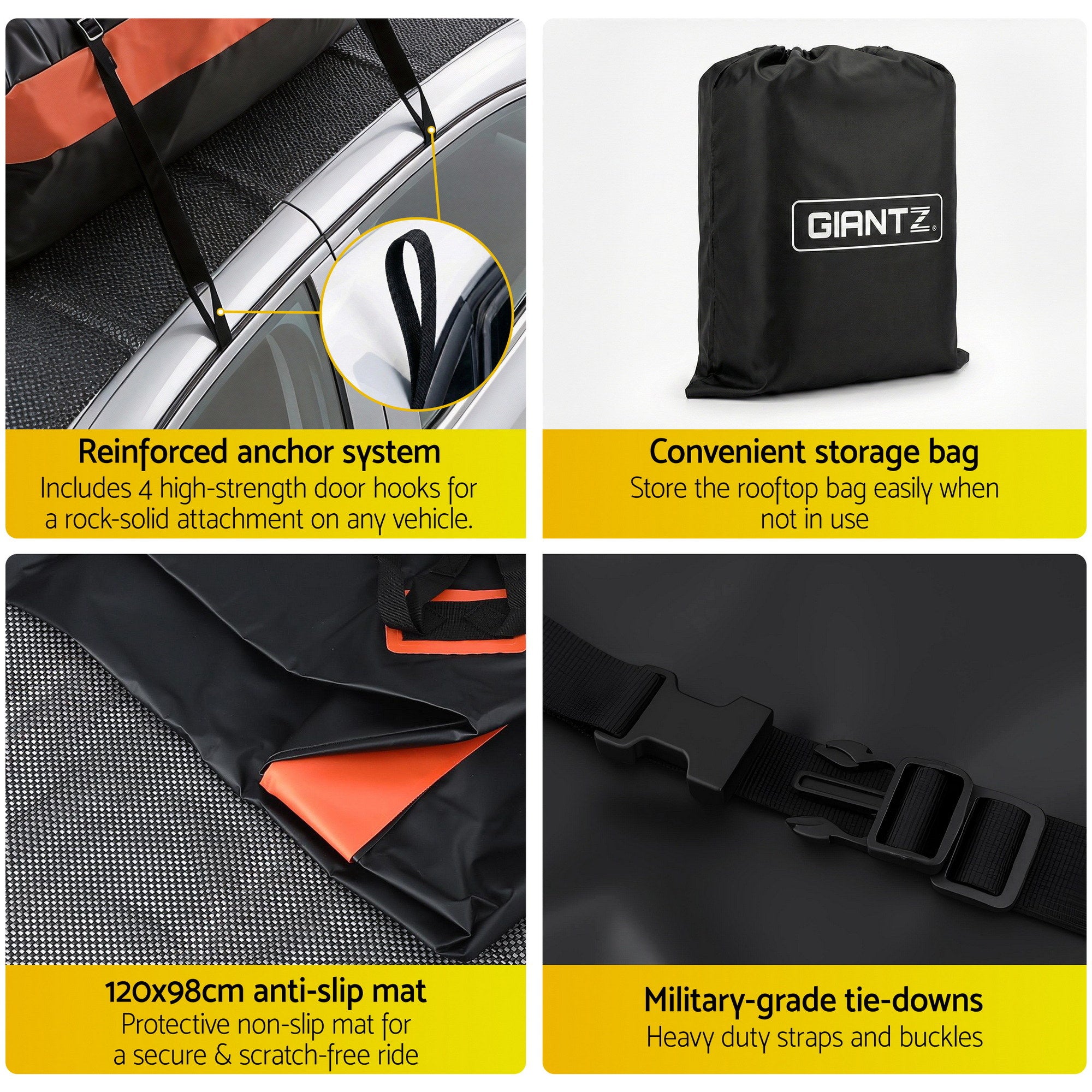 Giantz Roof Top Cargo Bag Waterproof Car Luggage Carrier 15 Cubic Ft Universal-Auto Accessories > Auto Accessories Others > Cross Bar-PEROZ Accessories
