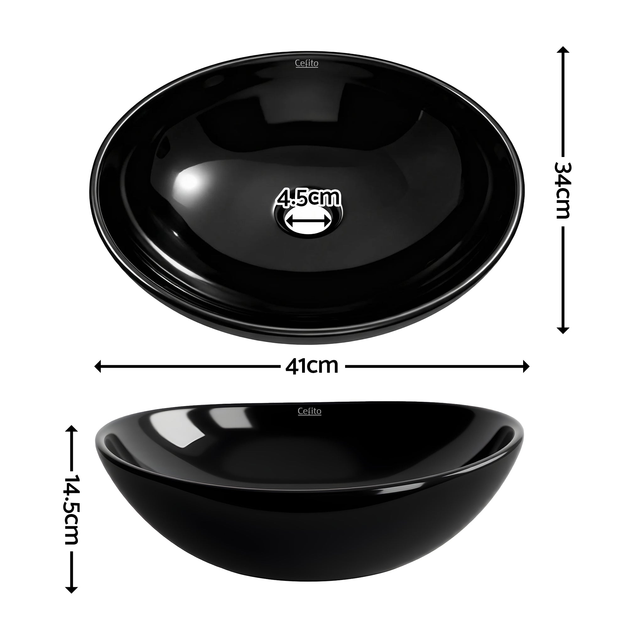 Cefito Bathroom Basin Ceramic Vanity Sink Hand Wash Bowl 41x34cm-Furniture > Bathroom > Sinks-PEROZ Accessories