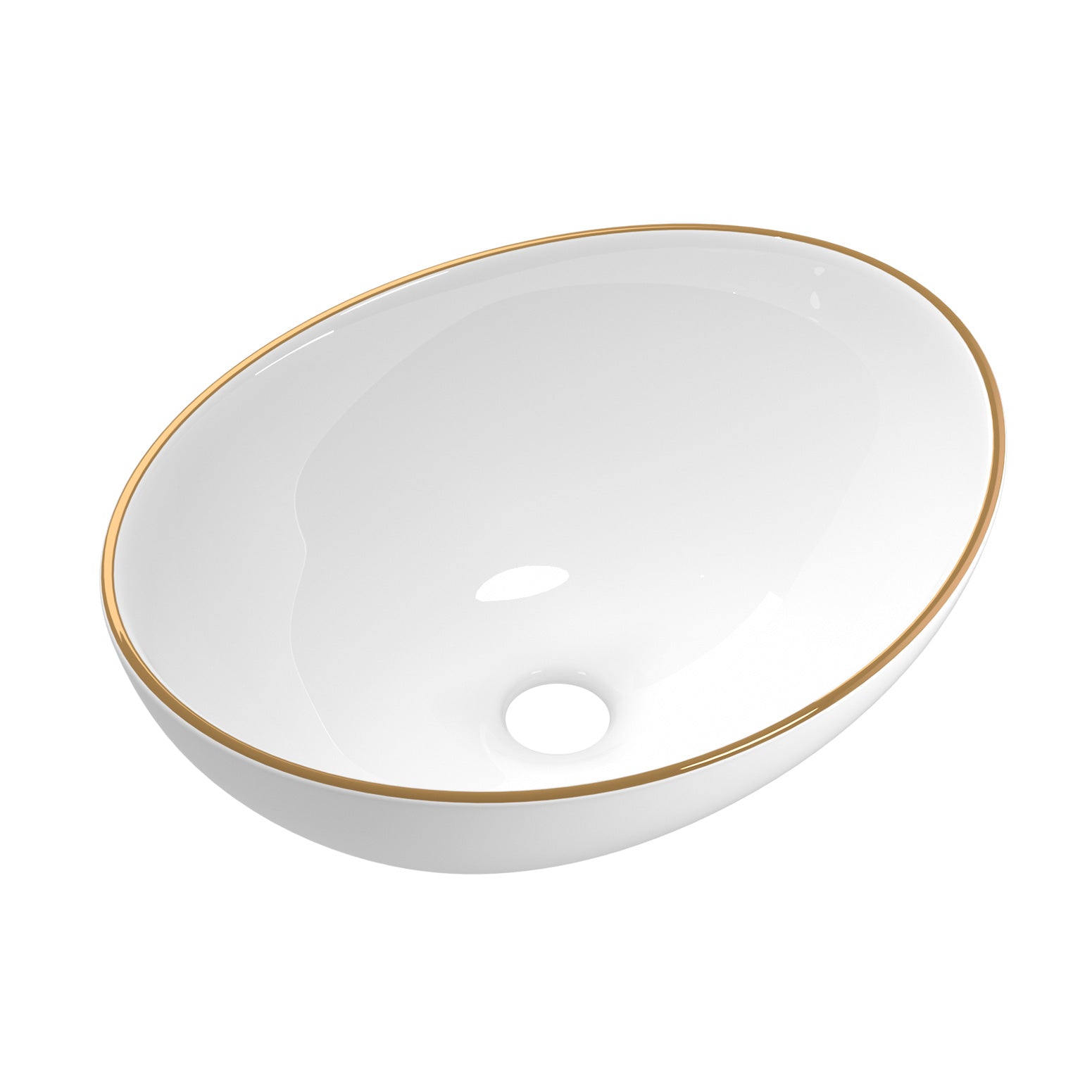 Cefito Bathroom Basin Ceramic Vanity Sink Hand Wash Bowl Gold Line 41x34cm-Furniture > Bathroom > Sinks-PEROZ Accessories