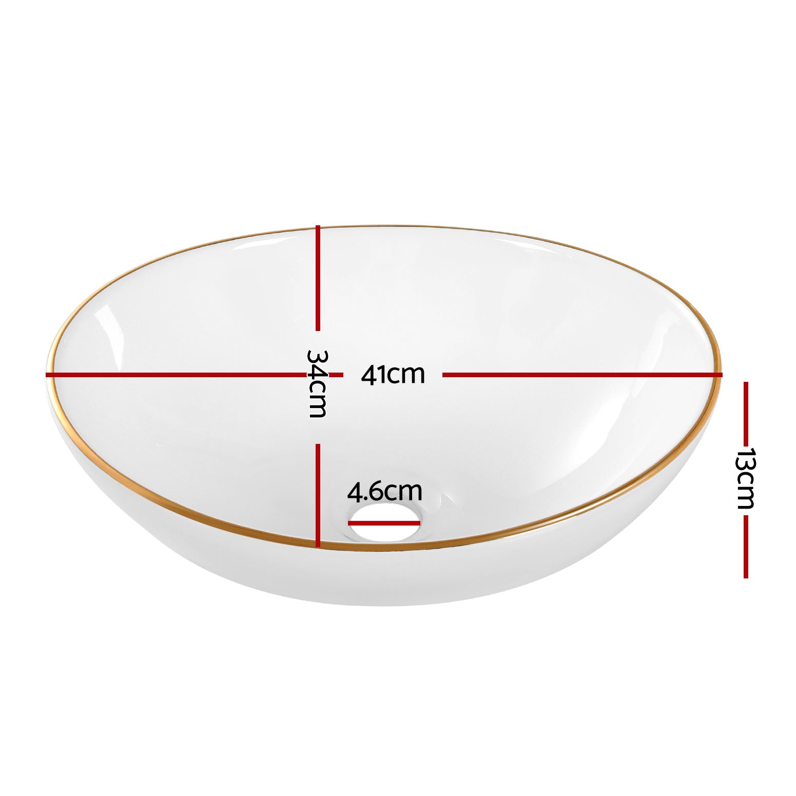 Cefito Bathroom Basin Ceramic Vanity Sink Hand Wash Bowl Gold Line 41x34cm-Furniture > Bathroom > Sinks-PEROZ Accessories