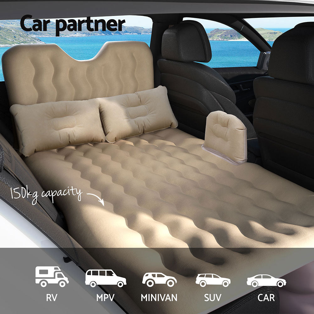 Weisshorn Car Mattress 176x80 Inflatable SUV Back Seat Camping Bed Beige-Mattress-PEROZ Accessories