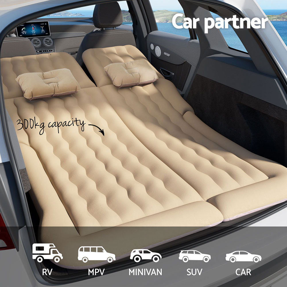 Weisshorn Car Mattress 175x130 Inflatable SUV Back Seat Camping Bed Beige-Mattress-PEROZ Accessories