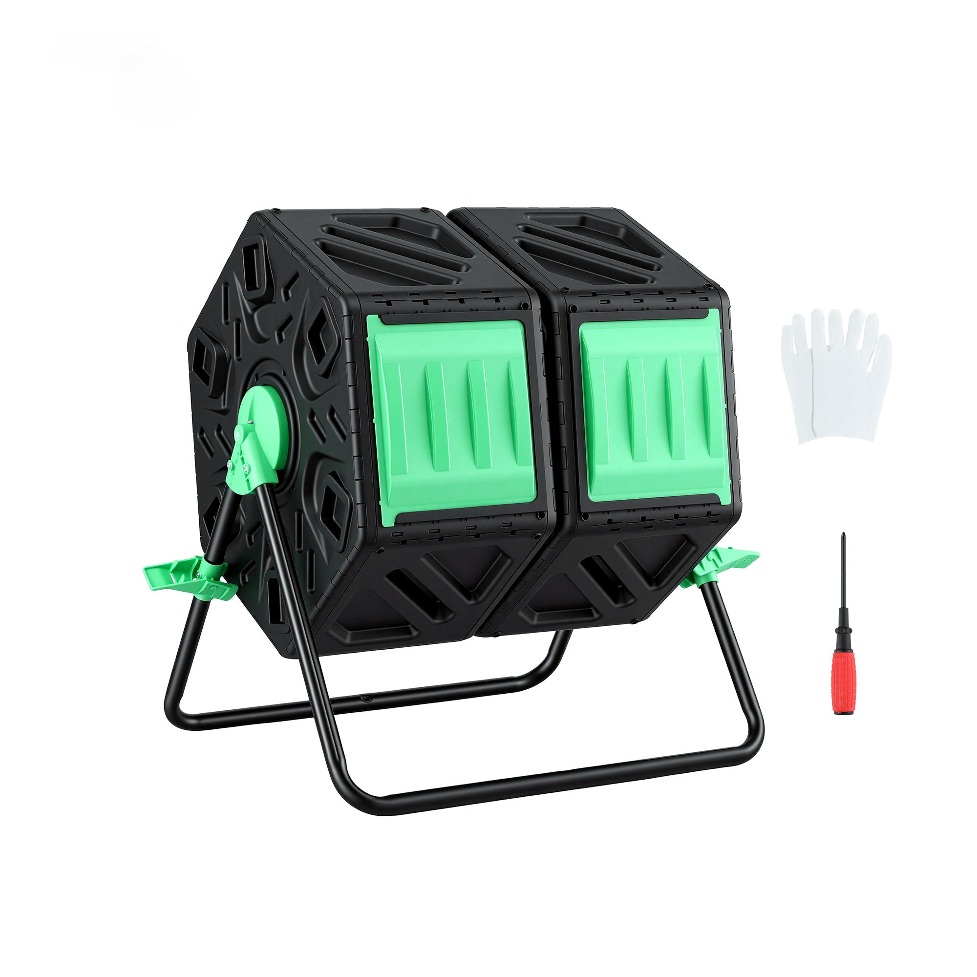 Gardeon Compost Bin Dual-Chamber 130L Composter Tumbler Rotating Garden Recycle Food Waste-Home & Garden > Garden Tools > Gardening Accessories-PEROZ Accessories