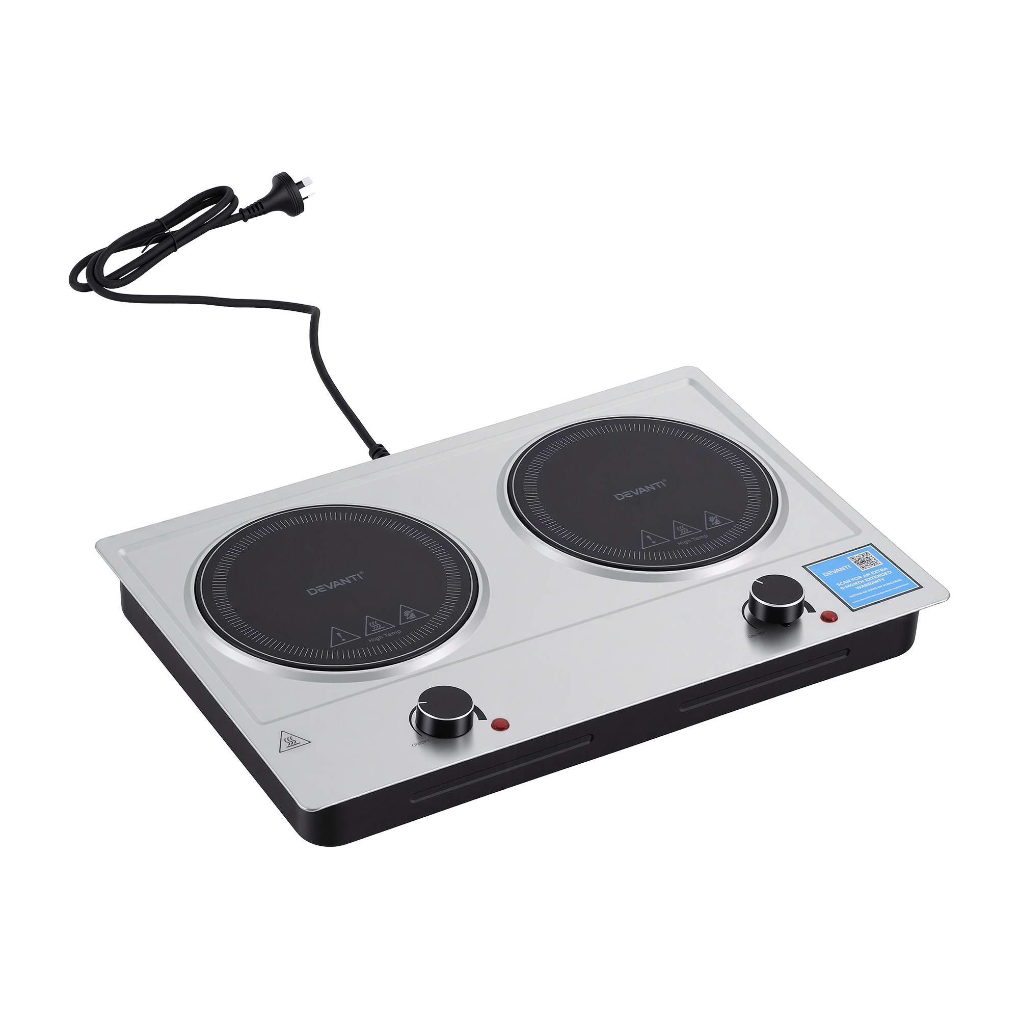 Devanti 2 Hobs Ceramic Cooktop Electric Hot Plate Infrared Knob Control 2400W-Appliances > Kitchen Appliances > Cooktops & Stoves-PEROZ Accessories