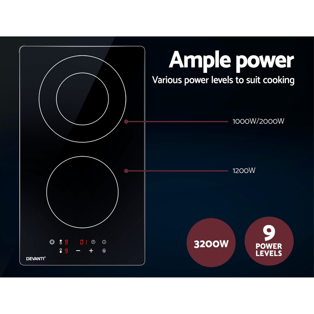 Devanti Electric Ceramic Cooktop 30cm-Electric Cooktops-PEROZ Accessories