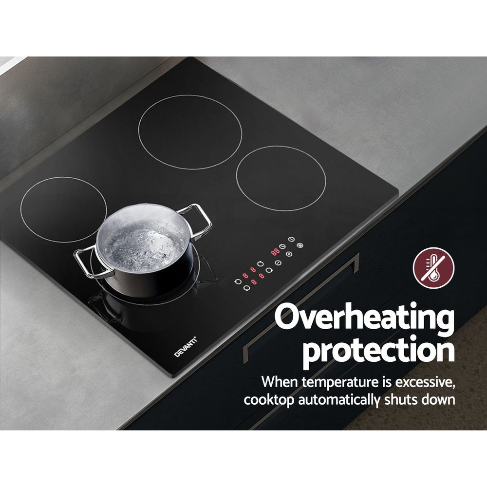 Devanti Electric Ceramic Cooktop 60cm Touch Control-Electric Cooktops-PEROZ Accessories