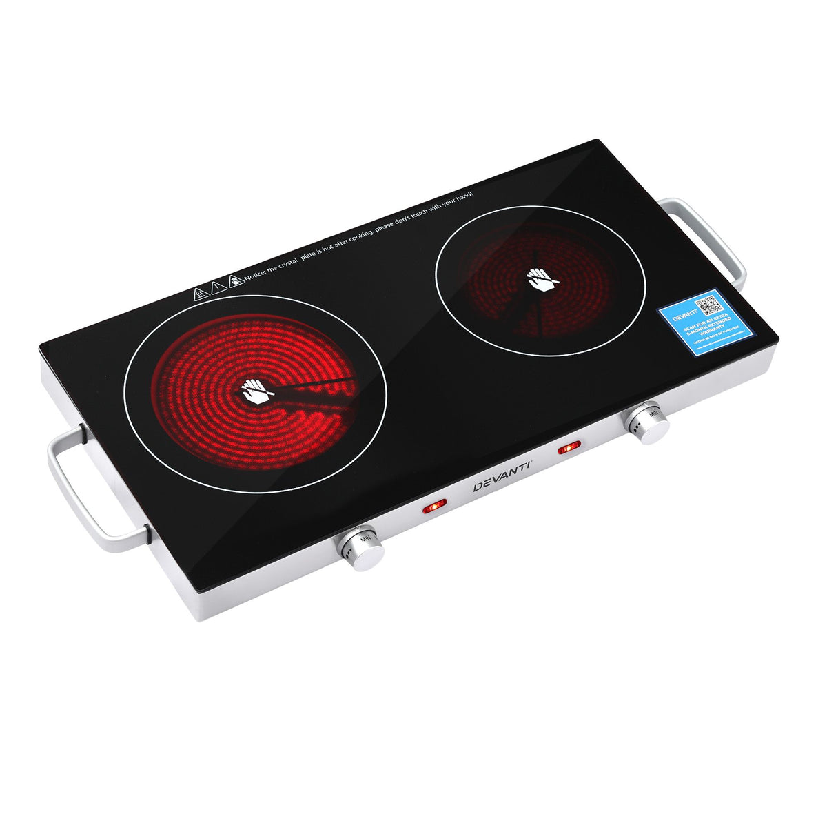 Devanti Portable Ceramic Cooktop Dual Burner Electric Hot Plate 2800W Black-Appliances > Kitchen Appliances > Cooktops & Stoves-PEROZ Accessories