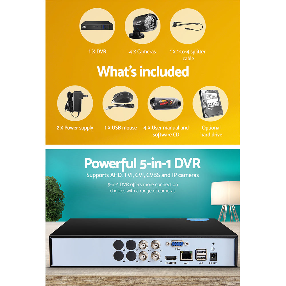 UL-tech CCTV Security System 4CH DVR 4 Cameras 2TB Hard Drive-CCTV-PEROZ Accessories