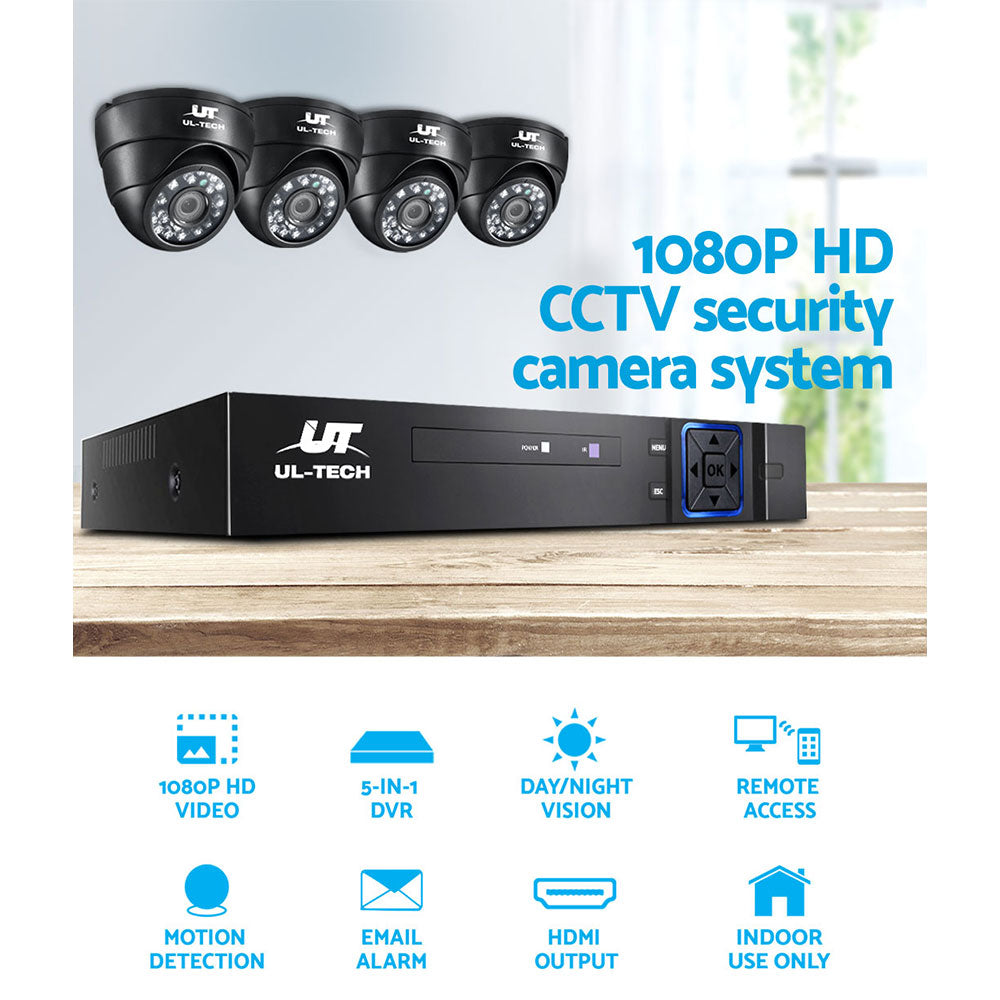 UL-tech CCTV Camera Security System Home 8CH DVR 1080P IP Day Night 4 Dome Cameras Kit-CCTV-PEROZ Accessories