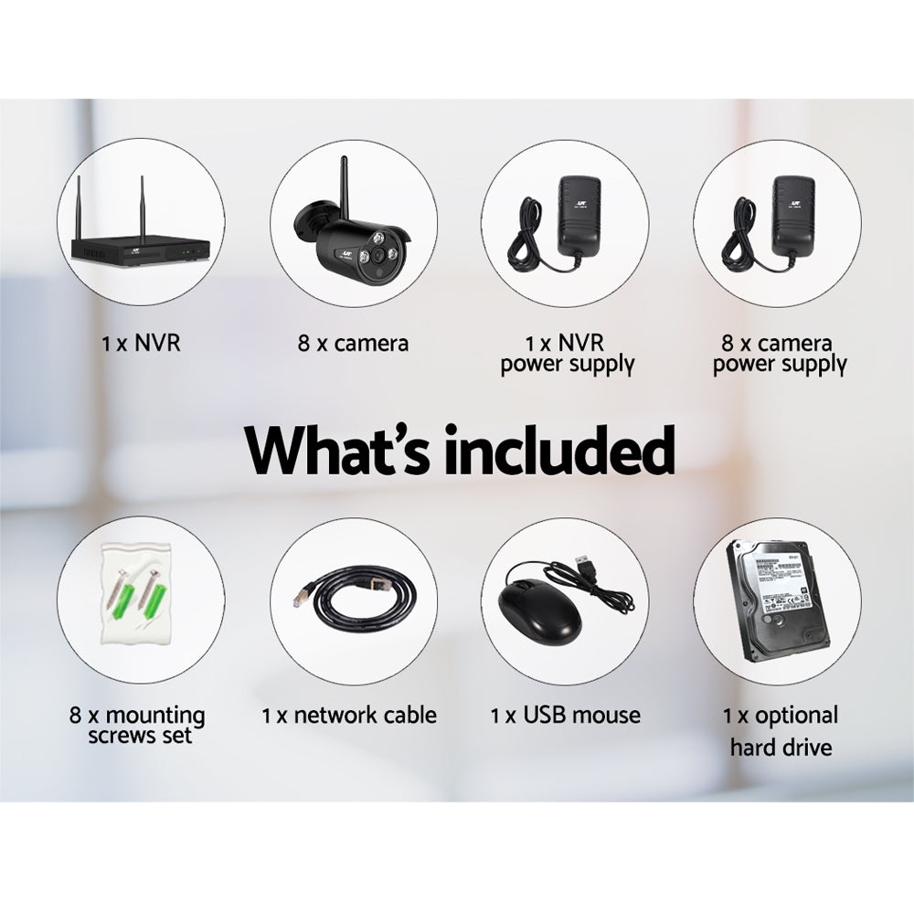 UL-tech Wireless CCTV Security System 8CH NVR 3MP 8 Bullet Cameras 1TB-CCTV-PEROZ Accessories