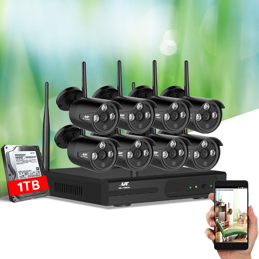 UL-tech Wireless CCTV Security System 8CH NVR 3MP 8 Bullet Cameras 1TB-CCTV-PEROZ Accessories