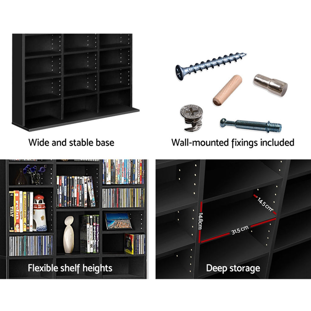 Artiss Bookshelf CD Storage Rack - BERT Black-Home & Garden > Storage-PEROZ Accessories