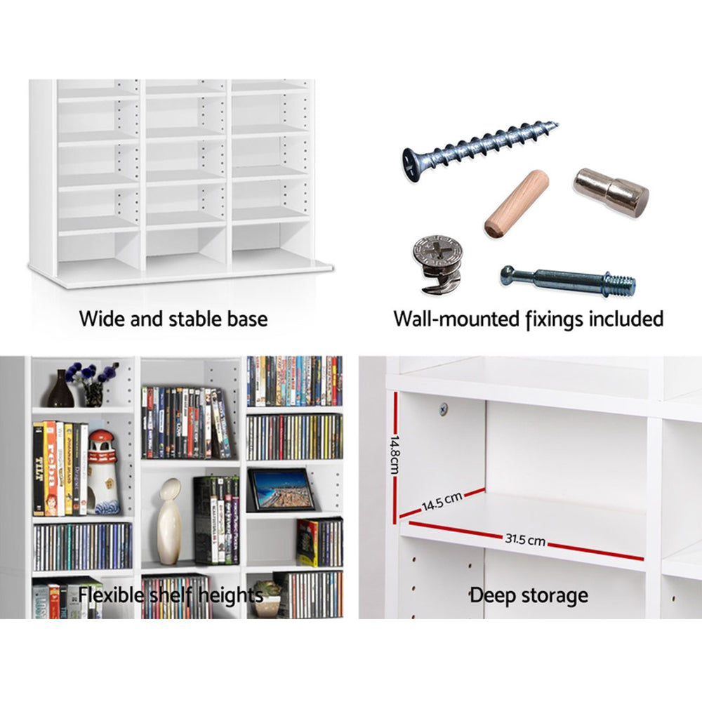 Artiss Bookshelf CD Storage Rack - BERT White-Home & Garden > Storage-PEROZ Accessories