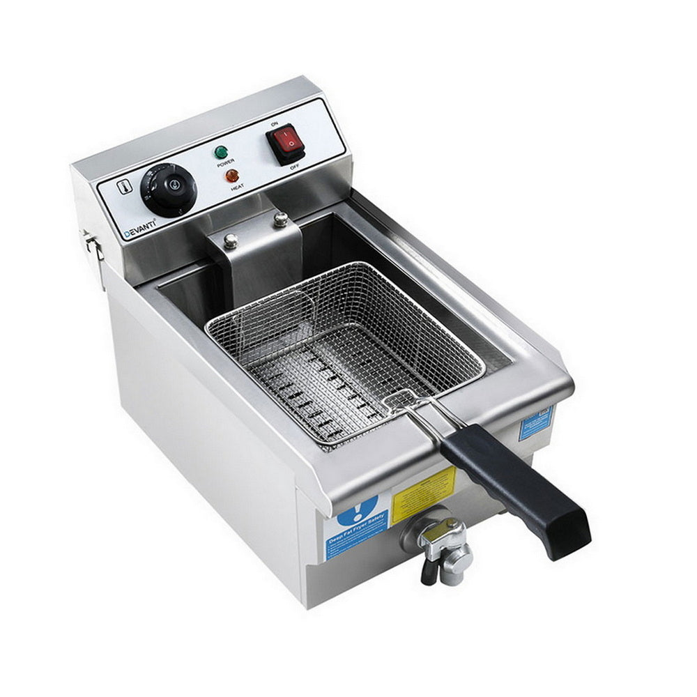 Devanti 3000W Electric Deep Fryer 10L Stainless Steel Fryer w/ Basket & Lid-Appliances > Kitchen Appliances > Deep Fryers-PEROZ Accessories