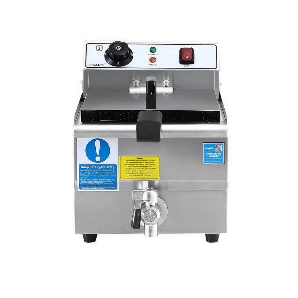 Devanti 3000W Electric Deep Fryer 10L Stainless Steel Fryer w/ Basket & Lid-Appliances > Kitchen Appliances > Deep Fryers-PEROZ Accessories