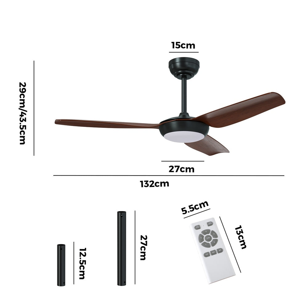 Vevare 52" Ceiling Fan with Light DC Remote Control 5 Speed Walnut-Ceiling Fan-PEROZ Accessories