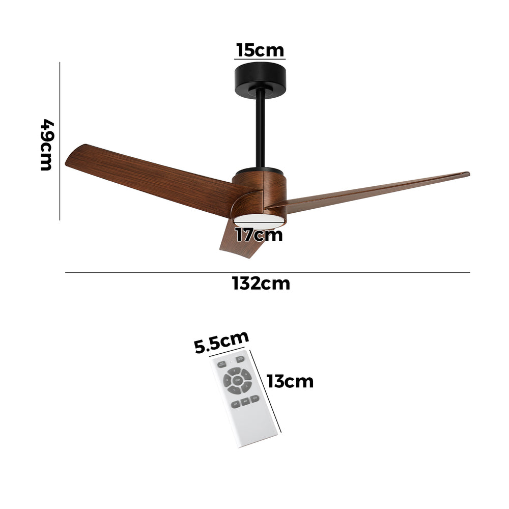 Vevare 52" Ceiling Fan With Light DC Motor Remote Control Walnut-Ceiling Fan-PEROZ Accessories