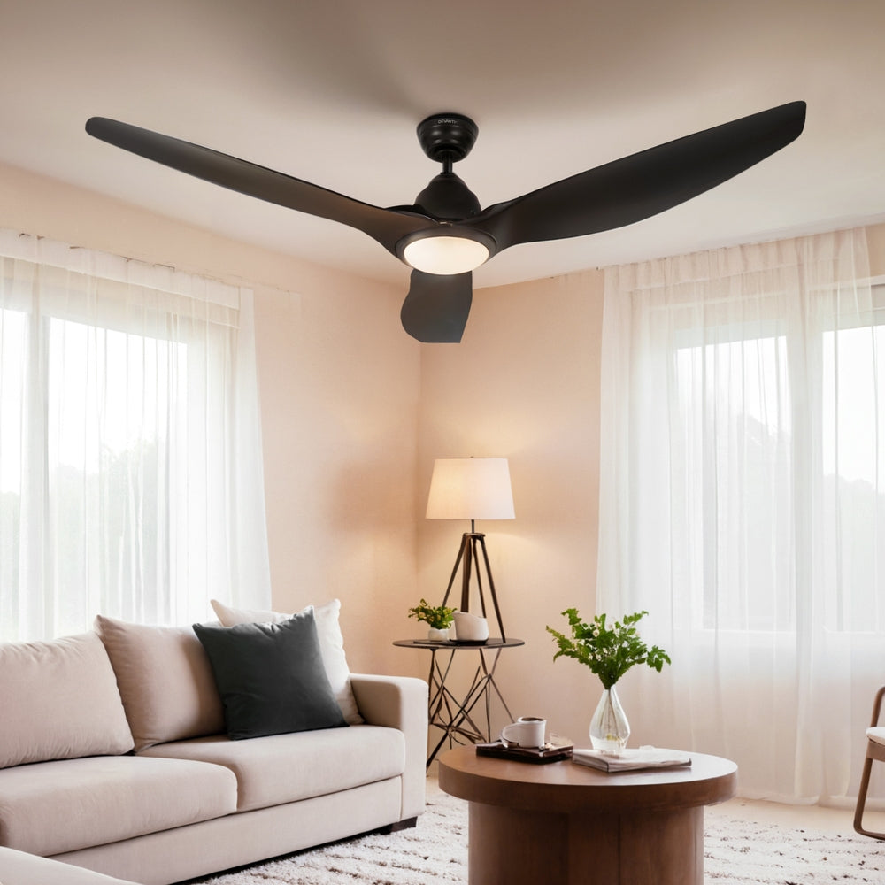 Devanti 64 Inch Ceiling Fan DC Motor w/Light w/Remote - Black-Appliances > Fans > Ceiling Fans-PEROZ Accessories