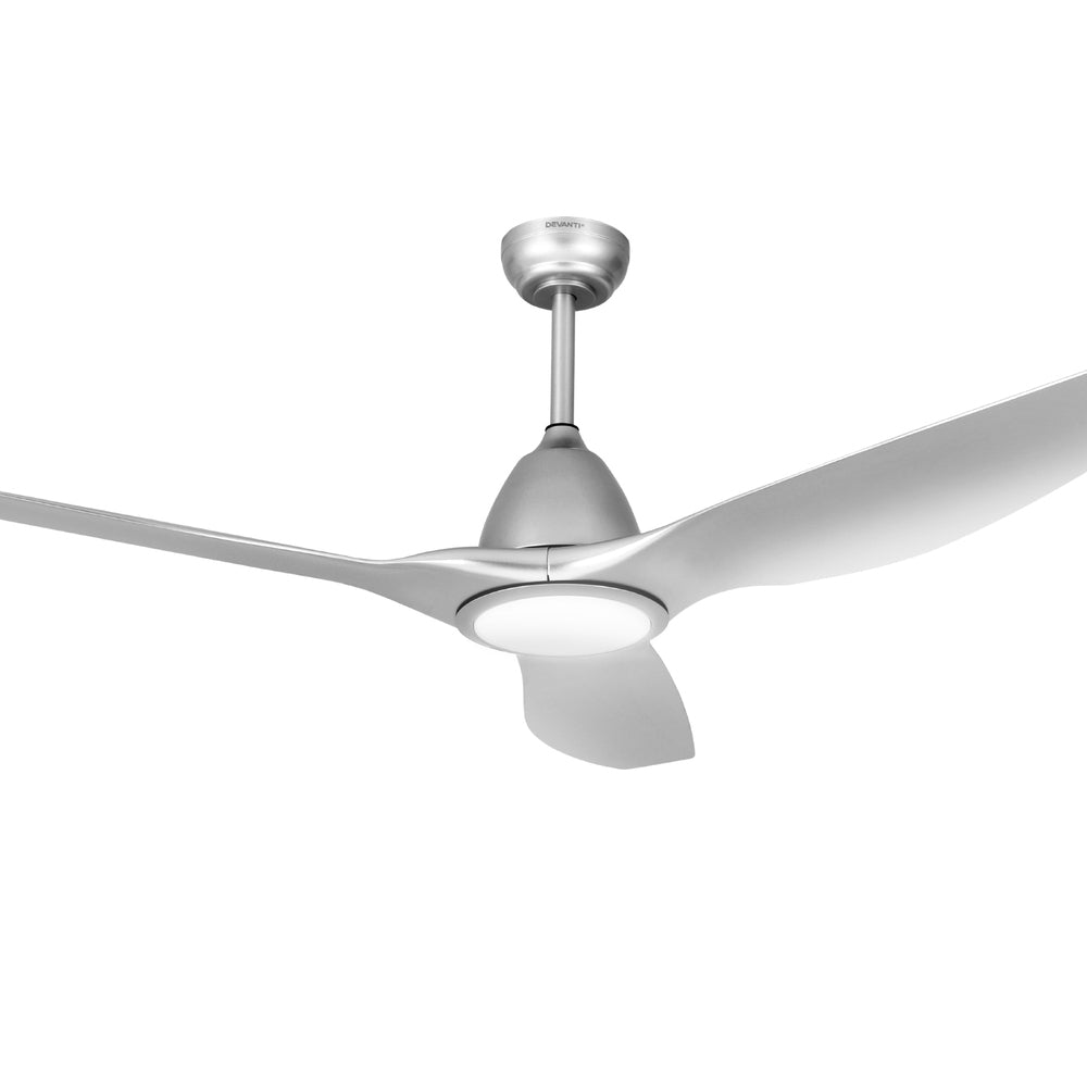 Devanti 64 Inch Ceiling Fan DC Motor w/Light w/Remote - Silver-Appliances > Fans > Ceiling Fans-PEROZ Accessories