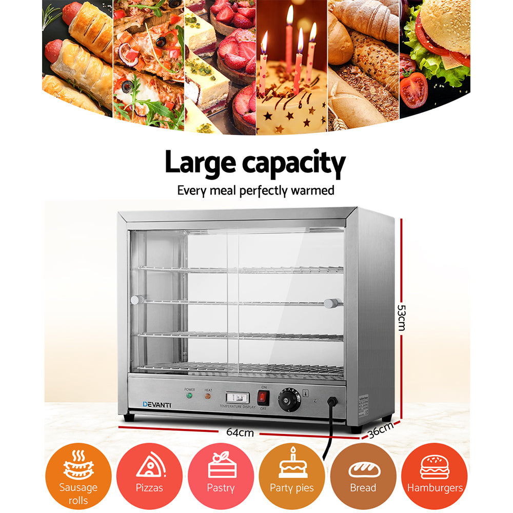 Devanti Commercial Food Warmer Hot Display Showcase Cabinet 64cm-Appliances > Appliances Others-PEROZ Accessories