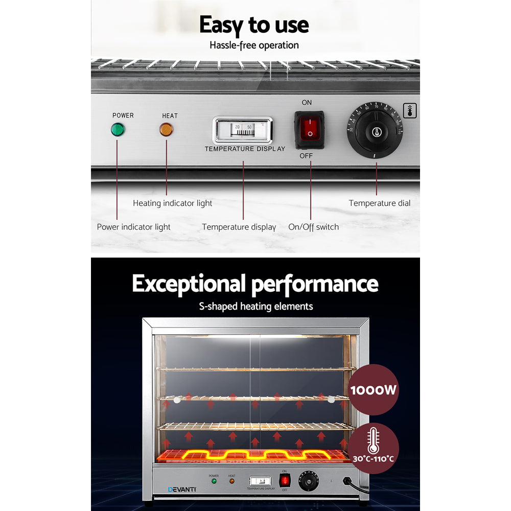 Devanti Commercial Food Warmer Hot Display Showcase Cabinet 64cm-Appliances > Appliances Others-PEROZ Accessories
