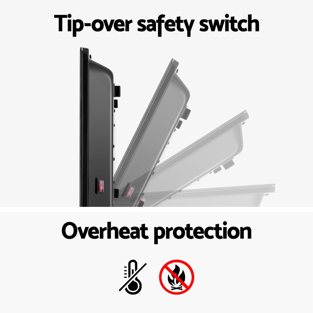 Devanti Electric Convection Heater Black 2000W-Appliances > Heaters-PEROZ Accessories