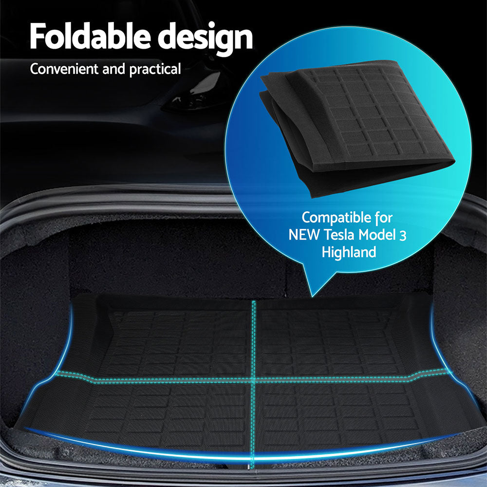 NEW Tesla Model 3 Highland 2024 Boot Liner Rear Frunk Cargo Trunk Mats Weisshorn-Auto Accessories > Auto Accessories Others > Automotive Decor-PEROZ Accessories