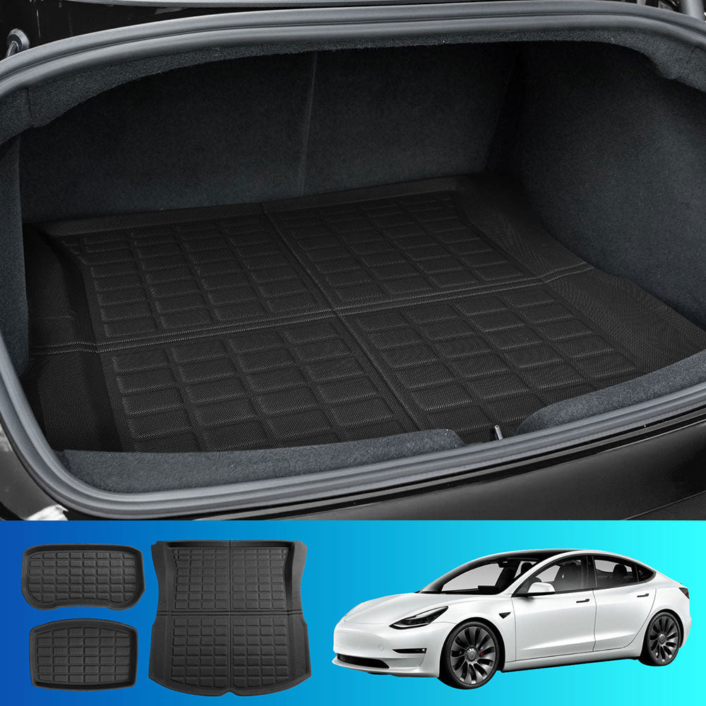 NEW Tesla Model 3 Highland 2024 Boot Liner Rear Frunk Cargo Trunk Mats Weisshorn-Auto Accessories > Auto Accessories Others > Automotive Decor-PEROZ Accessories