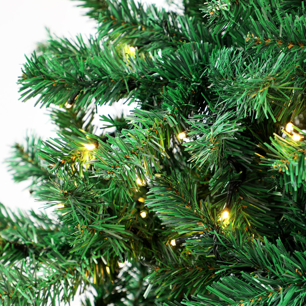 Tinseltown LED Christmas Tree 1.8M 6FT with Rattan Tree Skirt Warm Light Green-Christmas Tree-PEROZ Accessories