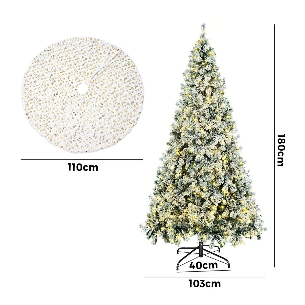 Tinseltown LED Christmas Tree 1.8M 6FT with Tree Skirt Light Snow-sprayed Green-Christmas Tree-PEROZ Accessories